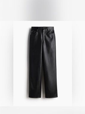 H&M Black Faux Leather Straight Leg Pants
